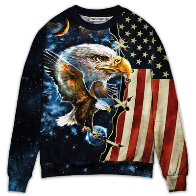 America Eagle Amazing Galaxy - Sweater - Ugly Christmas Sweaters - Owls Matrix LTD