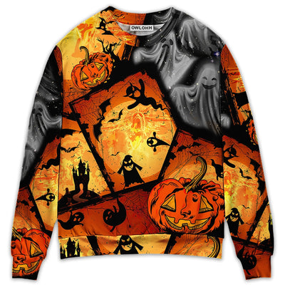 Sweater / S Halloween Ghost Pumpkin Scary - Sweater - Ugly Christmas Sweaters - Owls Matrix LTD