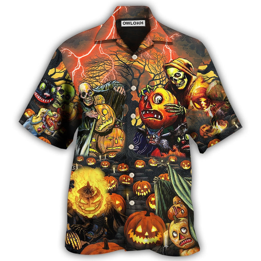 Hawaiian Shirt / Adults / S Halloween Skull Dark Pumpkin Scary - Hawaiian Shirt - Owls Matrix LTD