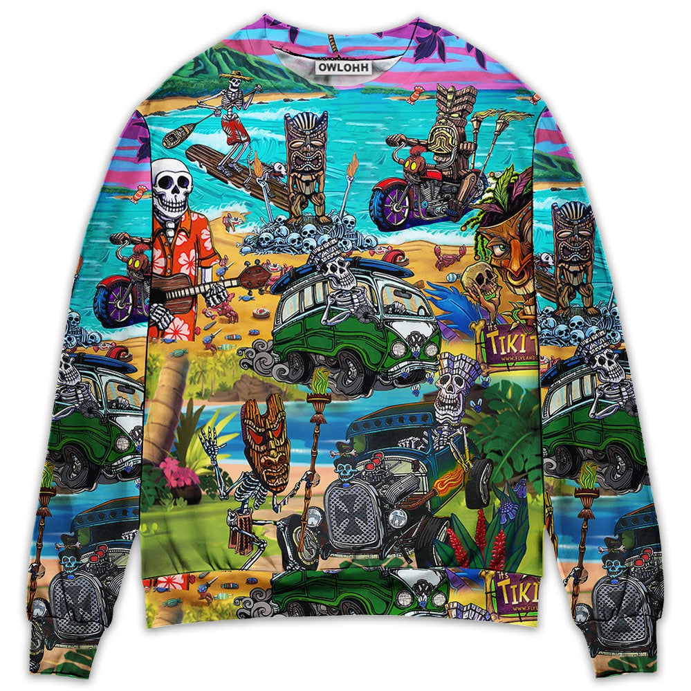 S Skull And Tiki Summer Vibe - Sweater - Ugly Christmas Sweaters - Owls Matrix LTD