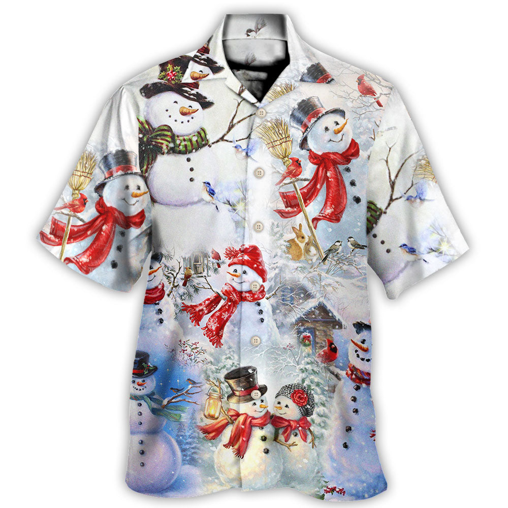 Hawaiian Shirt / Adults / S Snowman Christmas Merry Xmas - Hawaiian Shirt - Owls Matrix LTD