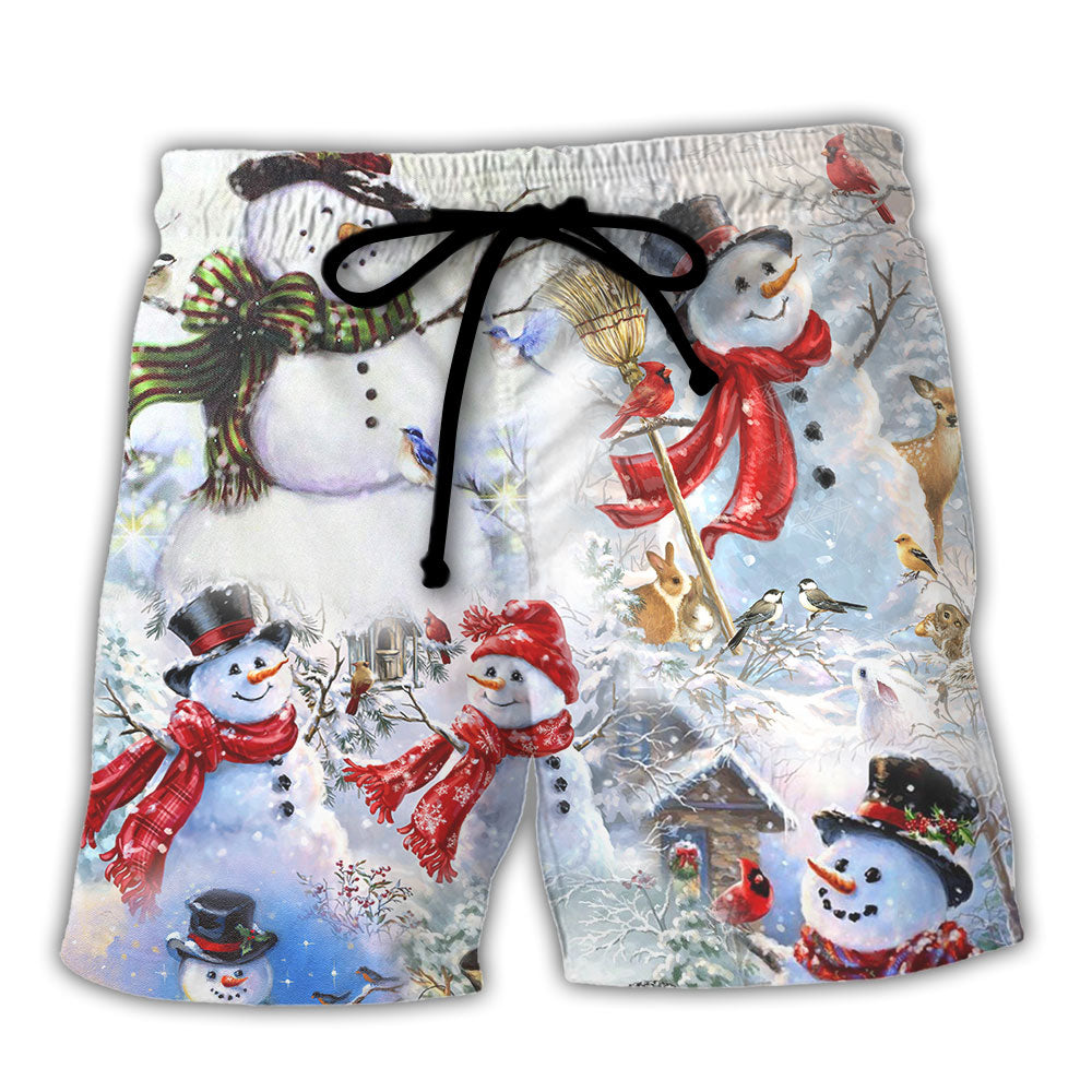 Beach Short / Adults / S Snowman Christmas Merry Xmas - Beach Short - Owls Matrix LTD