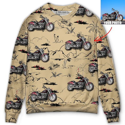 Sweater / S Motorcycle Desert Catus Mountain Flower Custom Photo - Sweater - Ugly Christmas Sweaters - Owls Matrix LTD