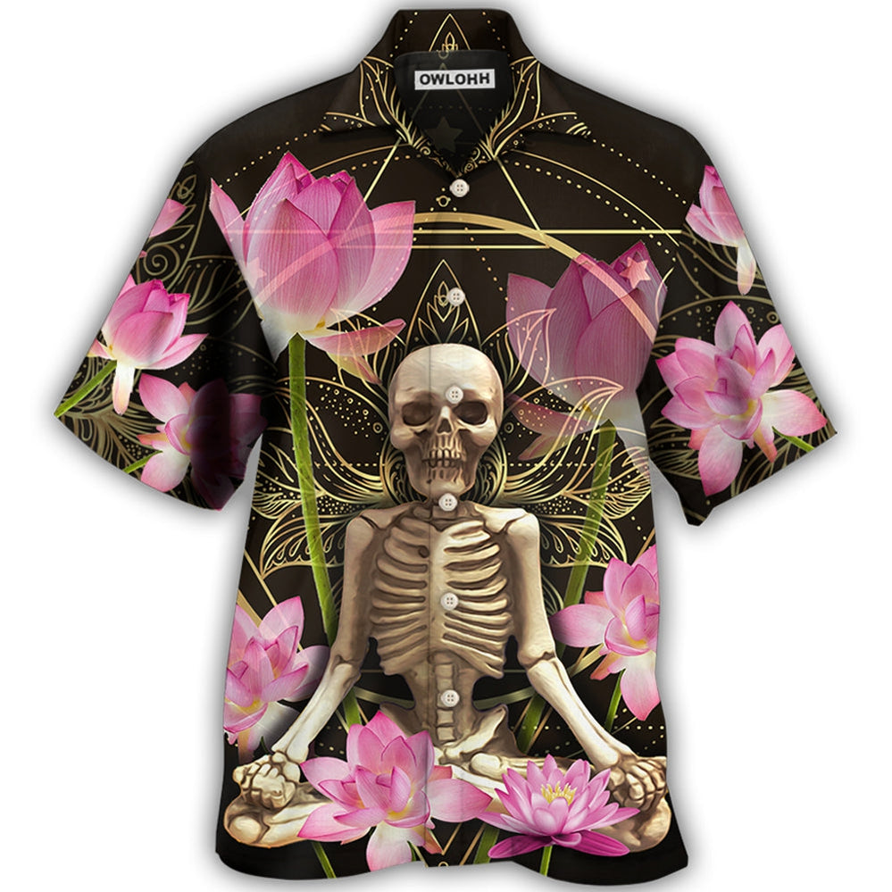 Hawaiian Shirt / Adults / S Skull Yoga Lighting Lotus Flower - Hawaiian Shirt - Owls Matrix LTD