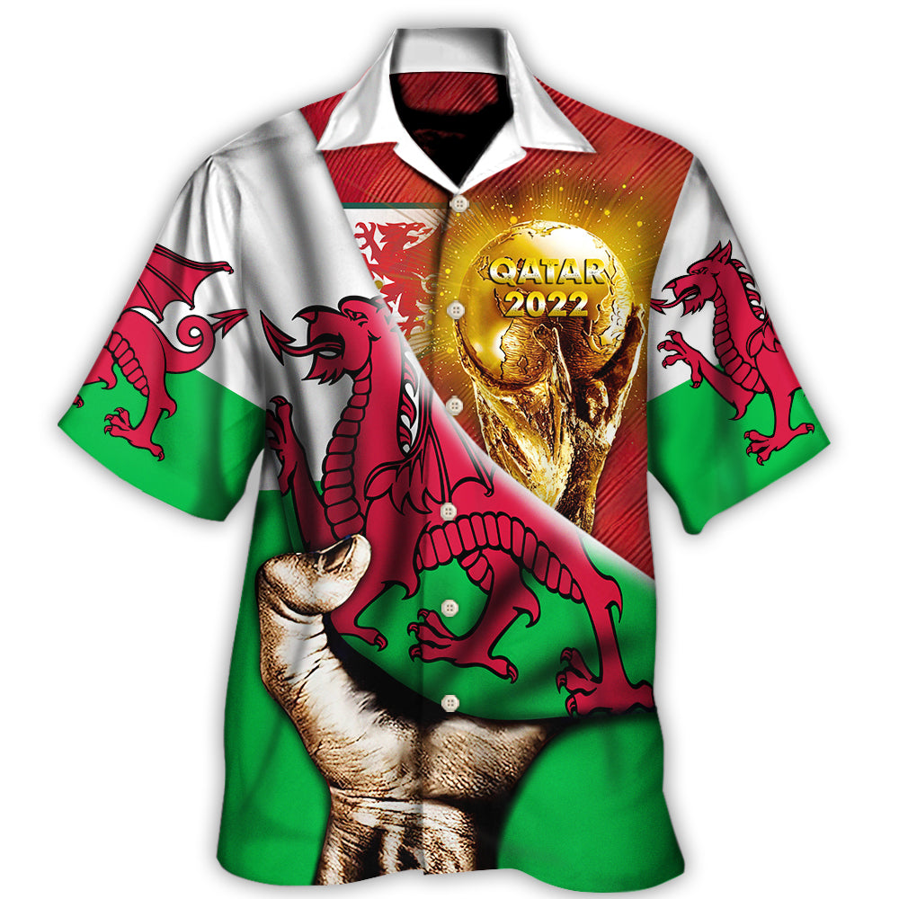 Hawaiian Shirt / Adults / S World Cup Qatar 2022 Wales Will Be The Champion Flag Vintage - Hawaiian Shirt - Owls Matrix LTD