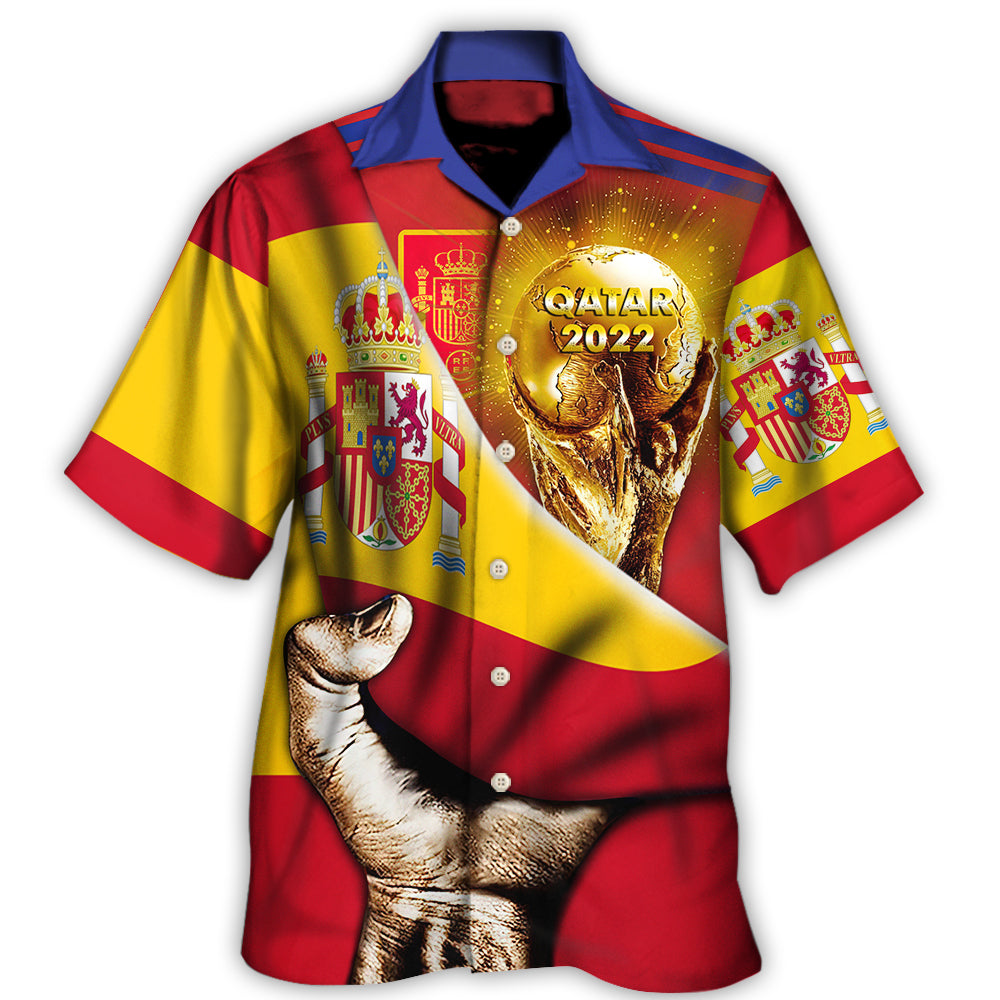Hawaiian Shirt / Adults / S World Cup Qatar 2022 Spain Will Be The Champion Flag Vintage - Hawaiian Shirt - Owls Matrix LTD