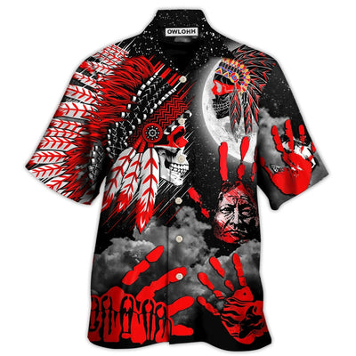 Hawaiian Shirt / Adults / S Native American Halloween Red Skull Moon Night Style - Hawaiian Shirt - Owls Matrix LTD