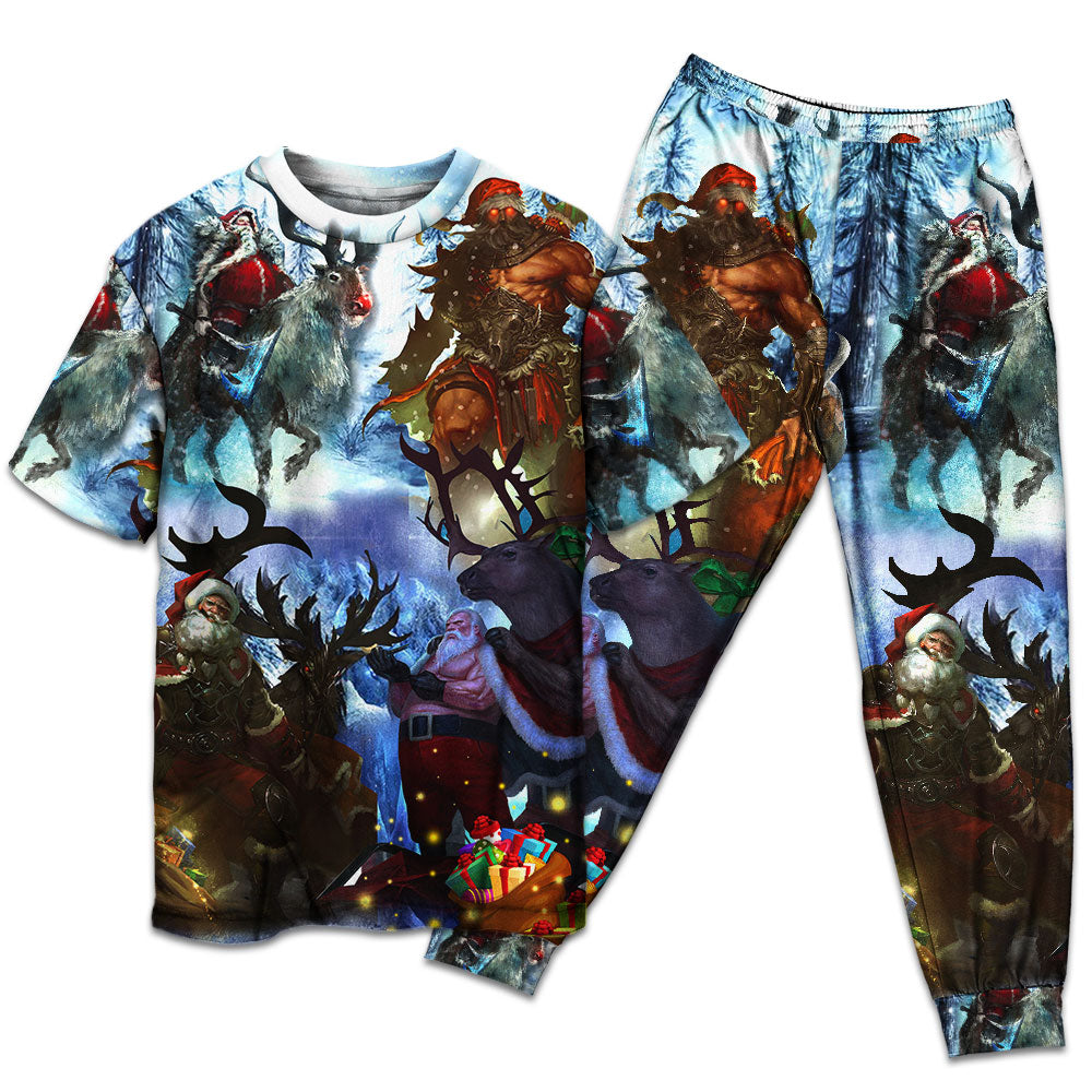 T-shirt + Pants / S Christmas Stay Cool Santa Claus - Pajamas Short Sleeve - Owls Matrix LTD