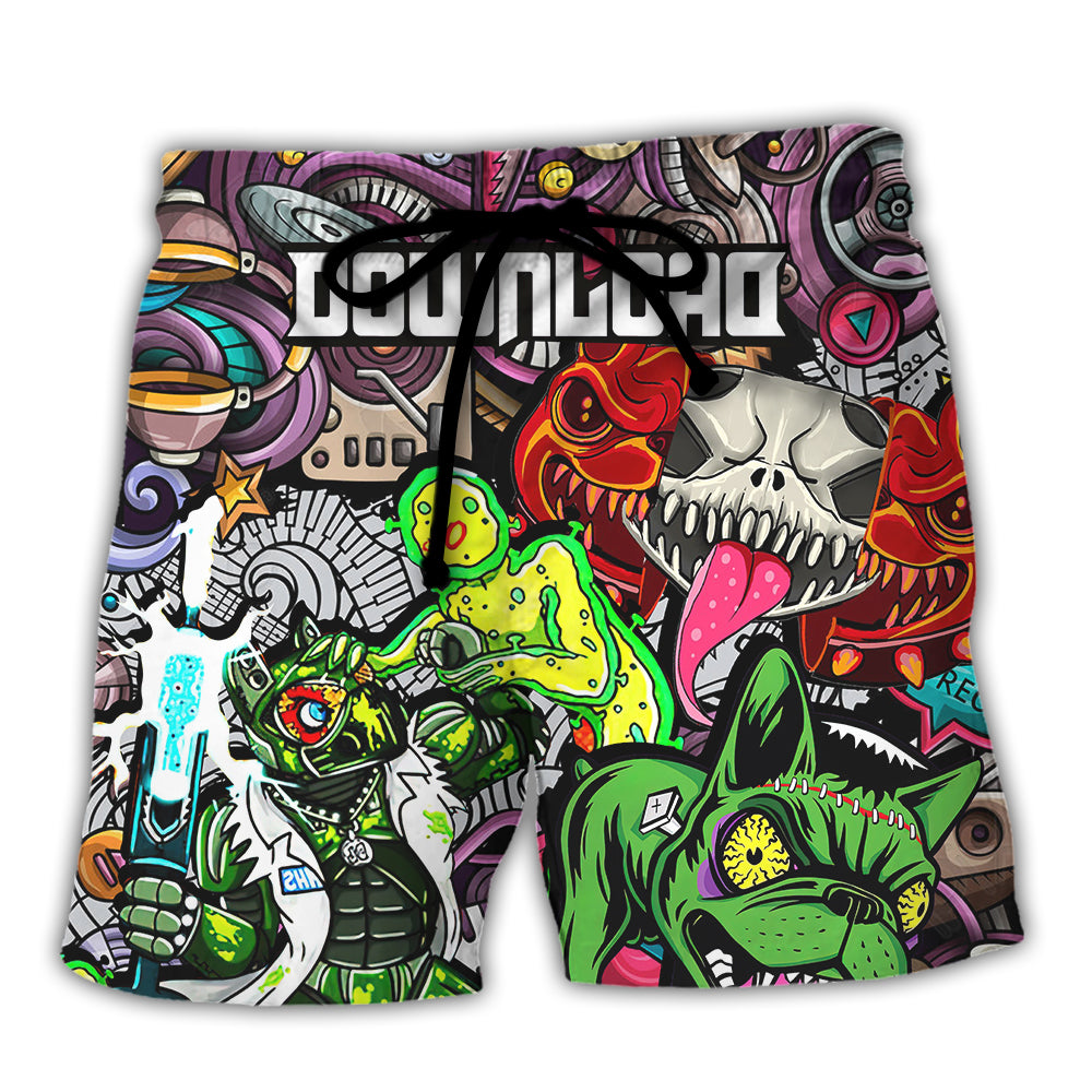 Music Event Download Festival Lover Colorful Art Style - Beach Short - Owls Matrix LTD