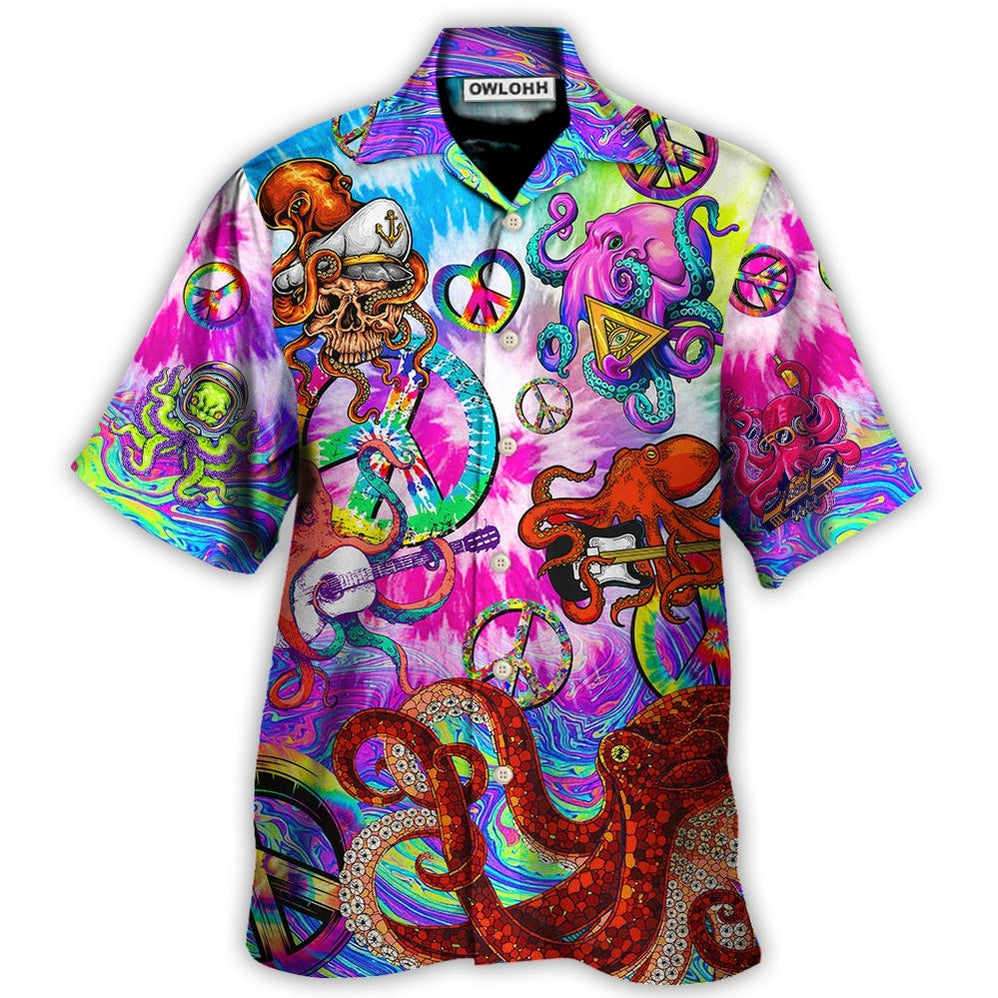 Hawaiian Shirt / Adults / S Hippie Funny Octopus Colorful Happy Tie Dye Art Style - Hawaiian Shirt - Owls Matrix LTD