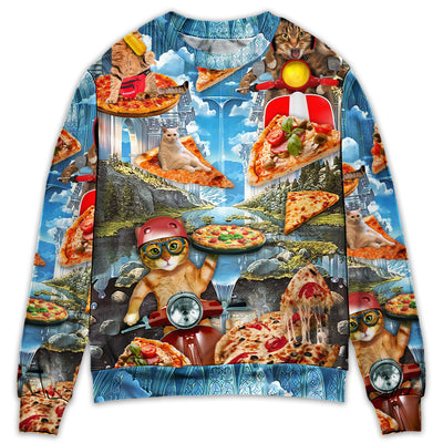 Sweater / S Cat Pizza Cat Funny Style - Sweater - Ugly Christmas Sweaters - Owls Matrix LTD