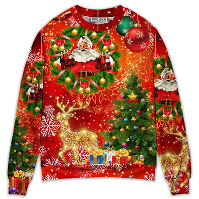 Sweater / S Christmas Santa Claus Drinking Christmas Tree Red Light - Sweater - Ugly Christmas Sweaters - Owls Matrix LTD
