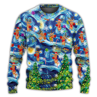 Christmas Sweater / S Christmas Dancing Reindeers Happy - Sweater - Ugly Christmas Sweaters - Owls Matrix LTD