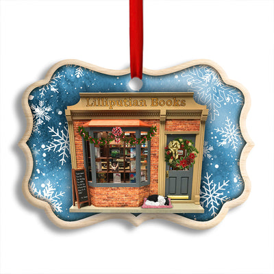 Pack 1 Bookstore Christmas Book And Snowflower - Horizonal Ornament - Owls Matrix LTD