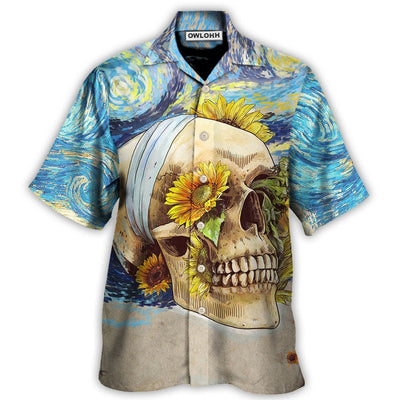Hawaiian Shirt / Adults / S Skull And Sunflower Vintage Amazing Starry Night - Hawaiian Shirt - Owls Matrix LTD