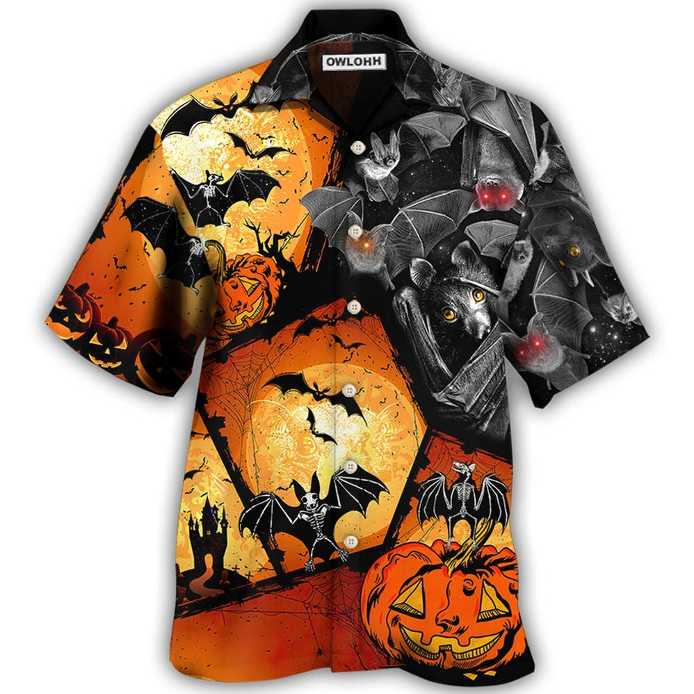 Hawaiian Shirt / Adults / S Halloween Bat Pumpkin Scary - Hawaiian Shirt - Owls Matrix LTD