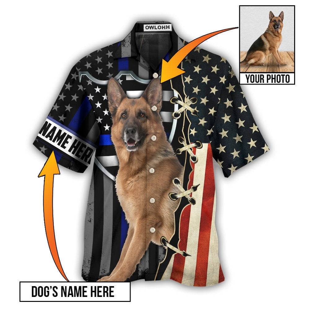 Police / Adults / S German Shepherd Dog Various Style Custom Photo Personalized - Hawaiian Shirt - Owls Matrix LTD
