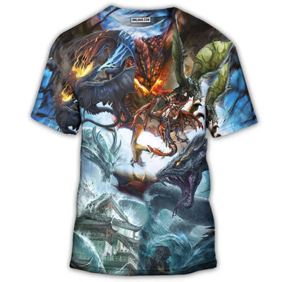 S Dragon Battle Of Gods - Round Neck T-shirt - Owls Matrix LTD
