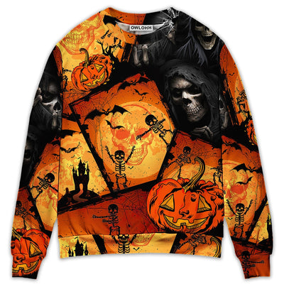 Sweater / S Halloween Skull Pumpkin Scary - Sweater - Ugly Christmas Sweaters - Owls Matrix LTD