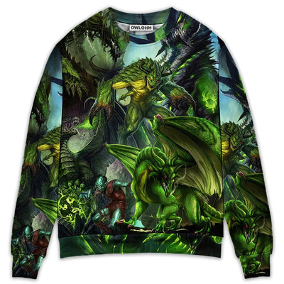 Sweater / S Dragon Green Skull Lover Art Style - Sweater - Ugly Christmas Sweaters - Owls Matrix LTD