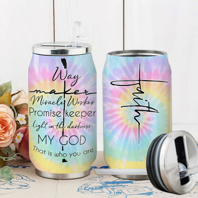 S God Tie Dye My God That Is Who You Are - Soda Can Tumbler - Owls Matrix LTD