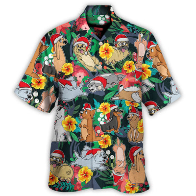 Hawaiian Shirt / Adults / S Christmas Dog Santa Merry Xmas - Hawaiian Shirt - Owls Matrix LTD