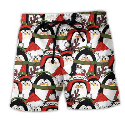 Beach Short / Adults / S Christmas Penguin Cute Christmas Holiday - Beach Short - Owls Matrix LTD