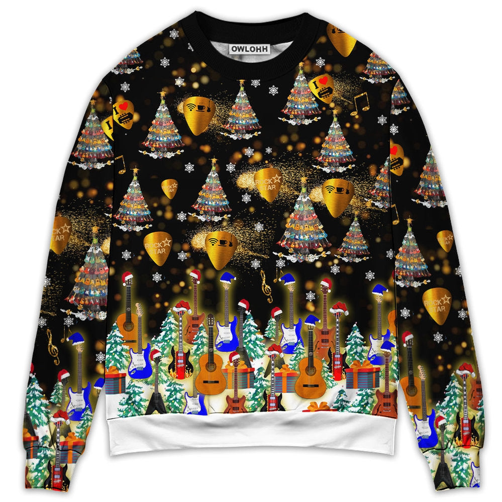 Sweater / S Guitar Christmas Yes I Speak Guitar - Sweater - Ugly Christmas Sweaters - Owls Matrix LTD