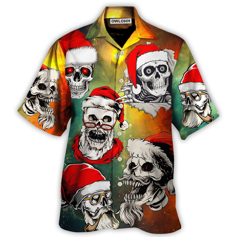 Hawaiian Shirt / Adults / S Christmas Bad Santa Skull Love Xmas Galaxy - Hawaiian Shirt - Owls Matrix LTD