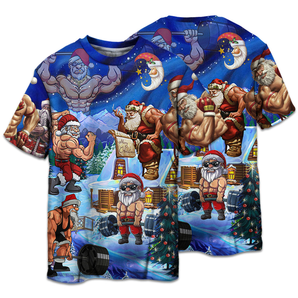T-shirt / S Christmas Merry Christmas Santa Stronger - Pajamas Short Sleeve - Owls Matrix LTD