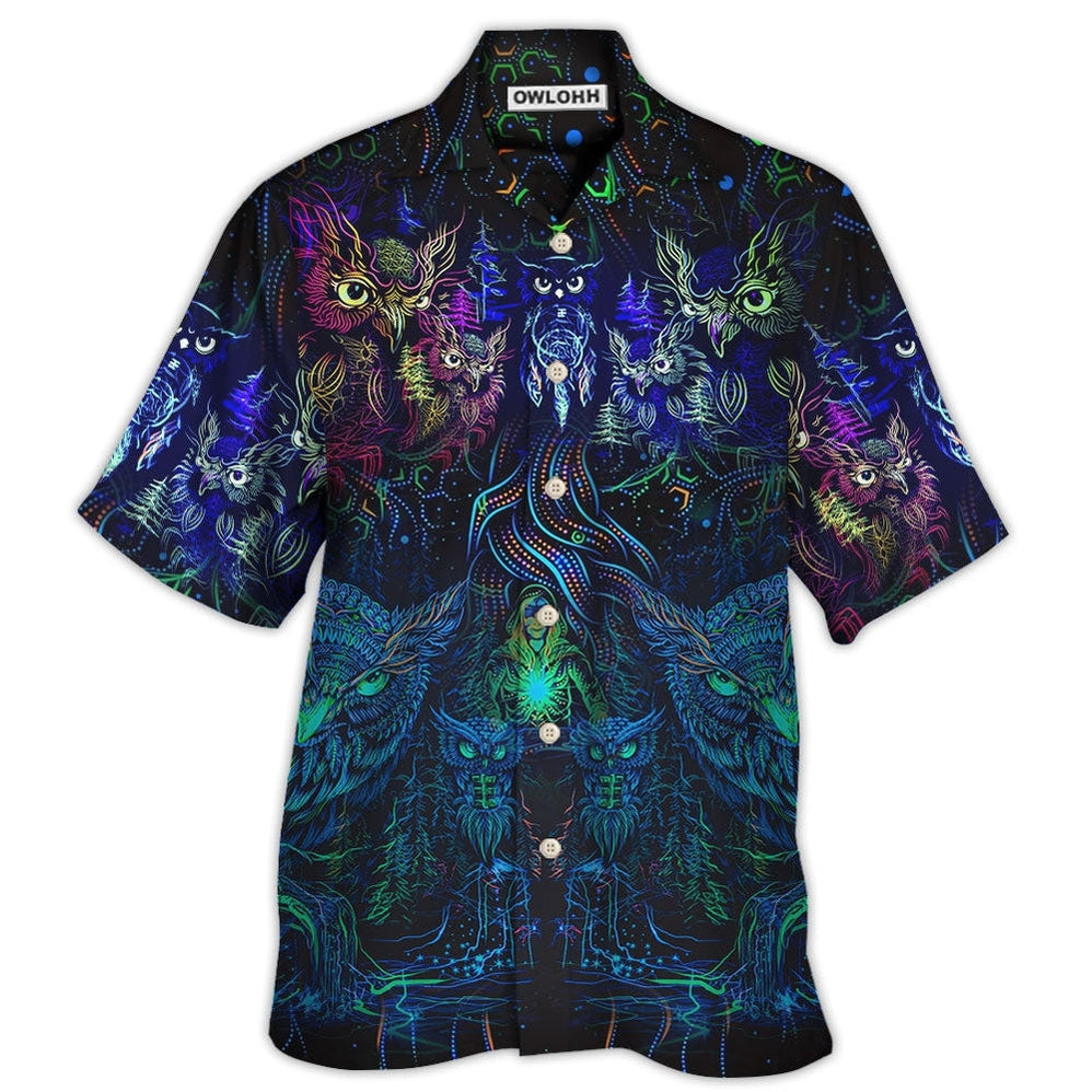 Hawaiian Shirt / Adults / S Owl And Witch Darkness Colorful - Hawaiian Shirt - Owls Matrix LTD