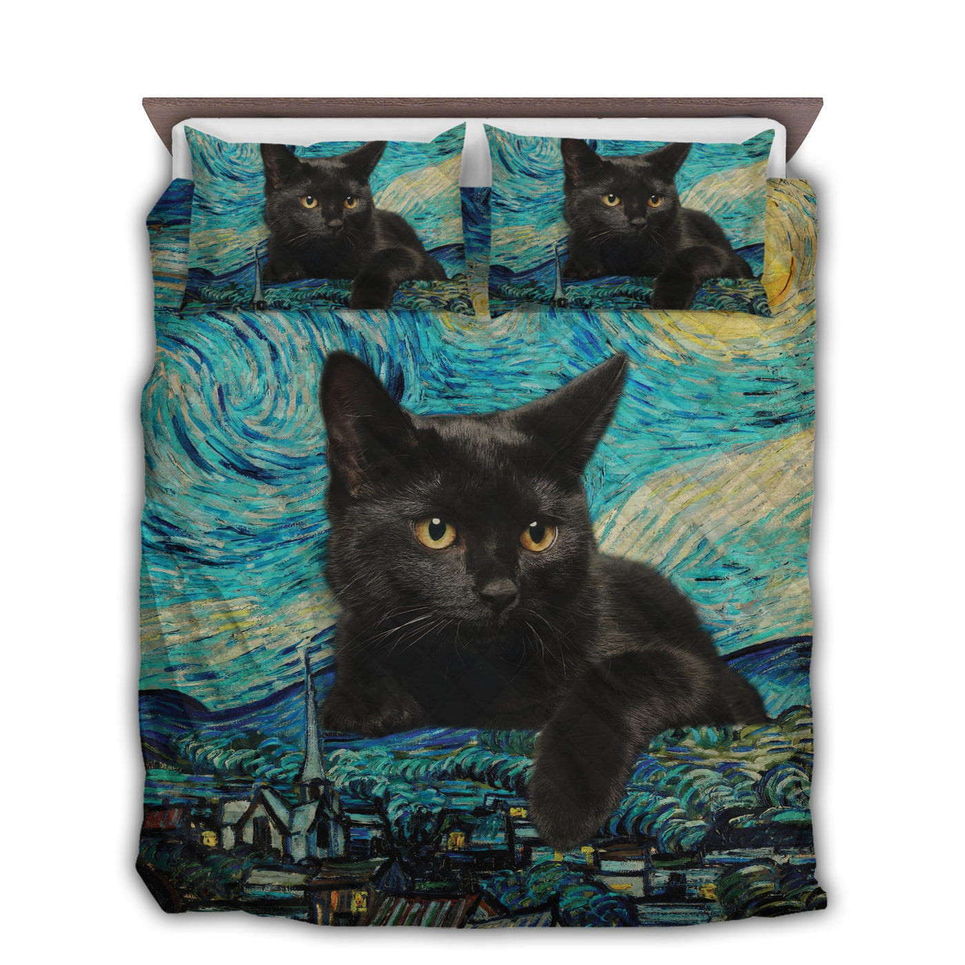 Black Cat Starry Night - Quilt Set - Owl Ohh - Owl Ohh