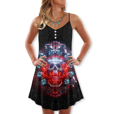 Skull Electric Dream Or Die - V-neck Sleeveless Cami Dress - Owls Matrix LTD