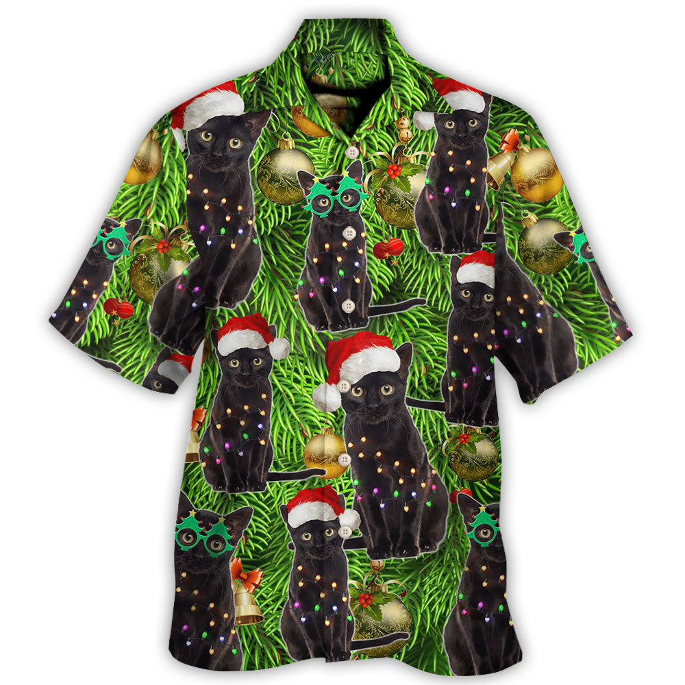 Hawaiian Shirt / Adults / S Black Cat Christmas Merry Xmas - Hawaiian Shirt - Owls Matrix LTD