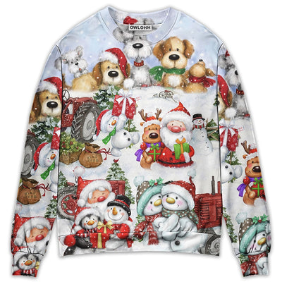 Sweater / S Santa And Snowman Christmas Happy Together - Sweater - Ugly Christmas Sweaters - Owls Matrix LTD