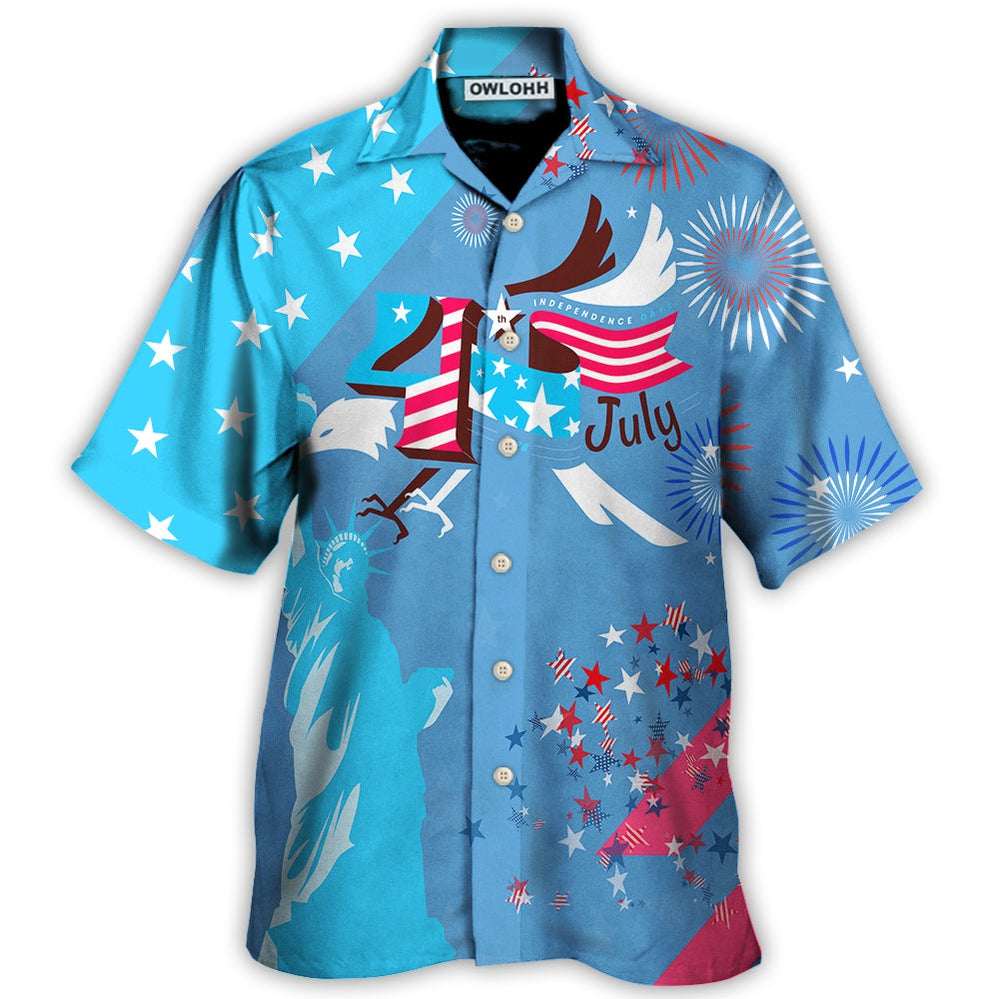 Hawaiian Shirt / Adults / S America Independence Happy Day Fourth Of July - Hawaiian Shirt - Owls Matrix LTD