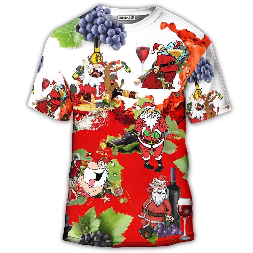 S Christmas Santa Get Drunk At Christmas Party - Round Neck T-shirt - Owls Matrix LTD