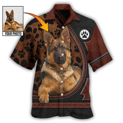 Leather / Adults / S German Shepherd Dog Various Style Custom Photo Personalized - Hawaiian Shirt - Owls Matrix LTD