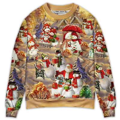 Sweater / S Christmas Snowman Couple Love Xmas - Sweater - Ugly Christmas Sweaters - Owls Matrix LTD