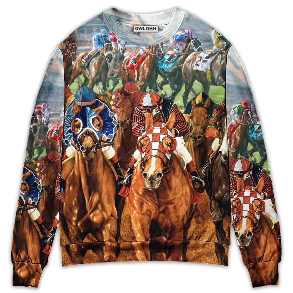 Horse Racing You Have The Best Seat - Sweater - Ugly Christmas Sweaters - Owls Matrix LTD