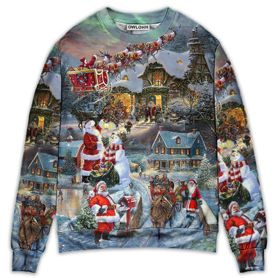 Sweater / S Christmas Wonderful Time Of The Year Santa Claus Coming - Sweater - Ugly Christmas Sweaters - Owls Matrix LTD