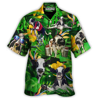 Cow Dancing And Play Funny Tropical Style - Hawaiian Shirt - Owls Matrix LTD