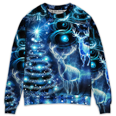 Sweater / S Christmas Deer Snowman Tree Glow Light Style - Sweater - Ugly Christmas Sweaters - Owls Matrix LTD