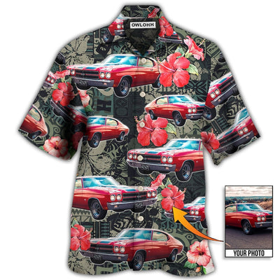 Hawaiian Shirt / Adults / S Muscle Car Tropical Leaf Custom Photo - Hawaiian Shirt - Owls Matrix LTD