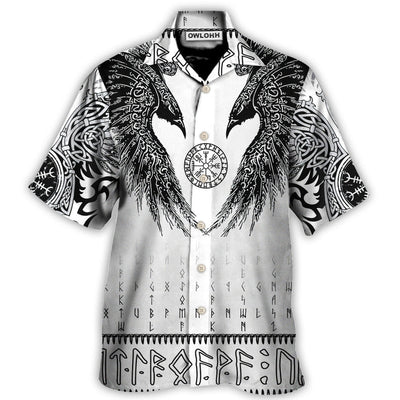 Hawaiian Shirt / Adults / S Viking Black Runic Raven Scandinavian - Hawaiian Shirt - Owls Matrix LTD