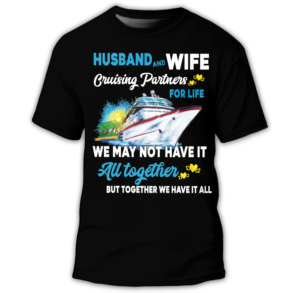 S Cruise Husband And Wife Cruising Partners - Round Neck T-shirt - Owls Matrix LTD