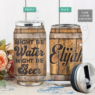 S Beer Barrel Wooden Style Personalized - Soda Can Tumbler - Owls Matrix LTD