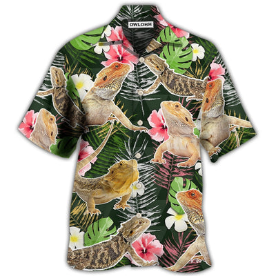 Hawaiian Shirt / Adults / S Bearded Dragon Tropical Leaf - Hawaiian Shirt - Owls Matrix LTD