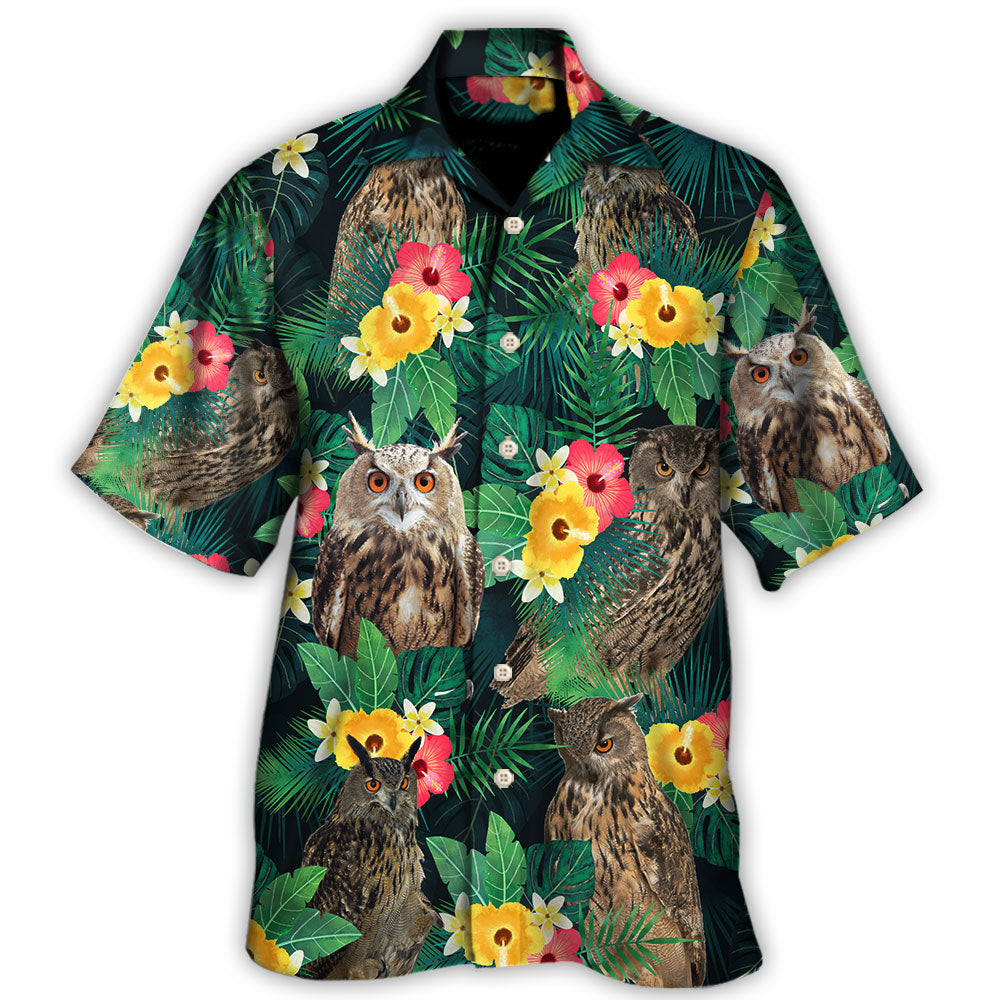 Hawaiian Shirt / Adults / S Owl Tropical Summer Floral Vibes - Hawaiian Shirt - Owls Matrix LTD