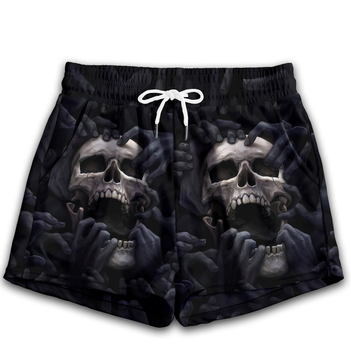 XS Skull Love Darkness Screaming - Women's Casual Shorts - Owls Matrix LTD
